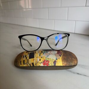 Black Cat-Eye Blue Light Blocker Glasses with Decorative Case